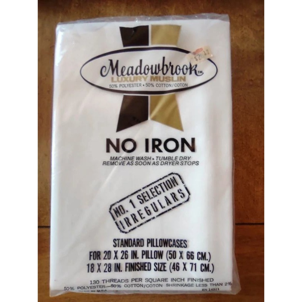 Vintage Meadowbrook Luxury Muslin Standard Pillowcases White No Iron 2pk USA